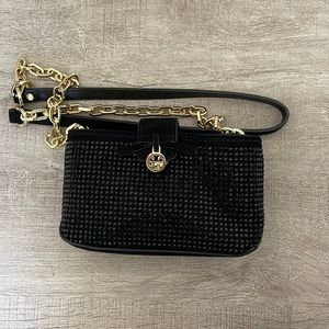 Tory Burch Saletory black crystal suede bag